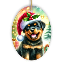 Cargar imagen en el visor de la galería, Charming Rottweiler in Festive Attire Ornament, Heartwarming Dog-Themed Christmas Gift Decor