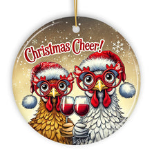 Load image into Gallery viewer, Christmas Cheer Chicken Ornament, Whimsical Holiday Tree Decoration