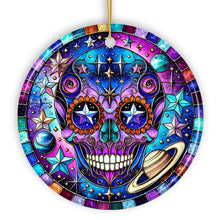 Load image into Gallery viewer, Cosmic Celestial Sugar Skull Ornament, Stellar Christmas Gift and Decor