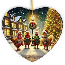 Carregar imagem no visualizador da galeria, Festive Victorian Chicken Carolers Ornament, Rustic Christmas Gift and Decor