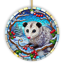 Carregar imagem no visualizador da galeria, Frosty Possum in Berry Branches Ornament, Playful Winter Wonderland for Holiday Tree Decor