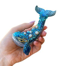 Load image into Gallery viewer, (Pre-Order) Dazzling Blue Whale Glass Ornament, Glitter and Rhinestones Christmas Decor