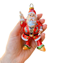 Load image into Gallery viewer, Groovy Santa Eclectic Hippie Glass Christmas Ornament, Unique Hippy Tree Decor
