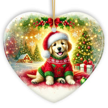 Carregar imagem no visualizador da galeria, Majestic Golden Retriever with Santa Hat Ornament, Delightful Christmas Gift and Decor