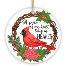 Carregar imagem no visualizador da galeria, A Piece of My Heart Lives in Heaven Ornament, Cardinal Memorial Gift and Christmas Decoration