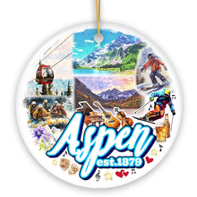 Carregar imagem no visualizador da galeria, Adventurous Aspen Colorado Ornament, Snow Mountains, Nature Traveler and Skiing Vacation Souvenir