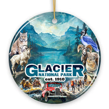Load image into Gallery viewer, Artistic Glacier National Park Adventure Handmade Ceramic Ornament, Montana Souvenir and Gift