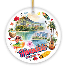 Load image into Gallery viewer, Artistic Honolulu Hawaii Christmas Ornament, Tropical Hawaiian Keepsake and Souvenir Gift