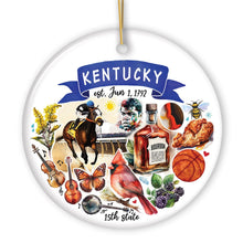 Load image into Gallery viewer, Artistic Kentucky State Themes and Landmarks Christmas Ornament