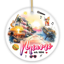 Load image into Gallery viewer, Artistic Miami Paradise Downtown Ornament, Unique and Cultural Florida Vacation Souvenir
