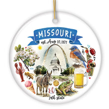 Load image into Gallery viewer, Artistic Missouri State Themes and Landmarks Christmas Ornament