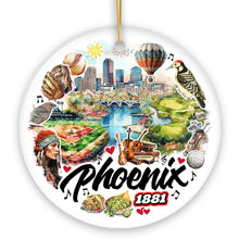 Load image into Gallery viewer, Artistic Phoenix City Handcrafted Ceramic Ornament, Arizona State Souvenir and Tree Decor