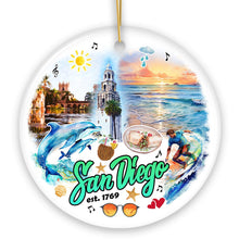 Carregar imagem no visualizador da galeria, Artistic San Diego Christmas Ornament, Keepsake Souvenir and Gift