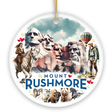 Load image into Gallery viewer, Artistic Watercolor Mount Rushmore Historical Ceramic Ornament, South Dakota Christmas Gift