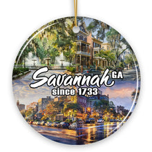 Cargar imagen en el visor de la galería, Artistically Scenic Savannah Ornament, Georgia Historical City and Nature Christmas Ornament