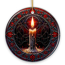 Carregar imagem no visualizador da galeria, Candlelight for a Spine-Chilling Ambiance Stained Glass Style Ceramic Ornament, Halloween Themed Christmas Gift and Decor