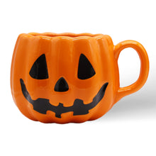 Load image into Gallery viewer, Classic Jack O' Lantern Ceramic 4" Pumpkin Mug, Halloween Drinkware and Spooky Fall Decor