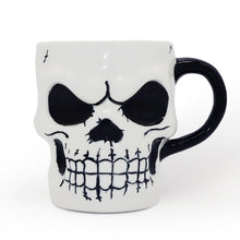 Cargar imagen en el visor de la galería, Classic Skeleton Face Spooky 4" Mug, Ceramic Halloween Gothic Kitchen Cup Decor