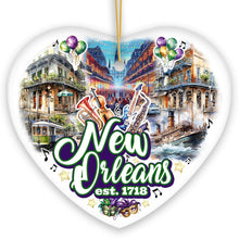 Cargar imagen en el visor de la galería, Classically Festive New Orleans Handcrafted Ornament, Mardi Gras Souvenir and Louisiana Christmas Gift
