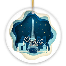Load image into Gallery viewer, Eiffel Tower Paris at Night Scene in 3D Paper Art Gift Christmas Ornament