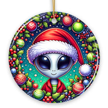 Load image into Gallery viewer, Galactic Winter Alien Ceramic Ornament, Festive Christmas Space Gift and Decor