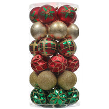 Carregar imagem no visualizador da galeria, Graceful Ornament Bundle Set, Red, 30 Green and Gold Glittered Tree Baubles