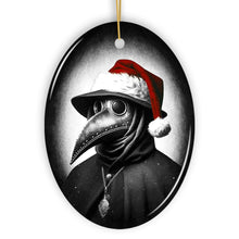 Carregar imagem no visualizador da galeria, Grim Plague Doctor With Santa Hat Ceramic Ornament, Dark Christmas Keepsake for Halloween Tree