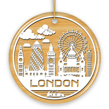 Carregar imagem no visualizador da galeria, London City Unique Paper Art Themed Ceramic Christmas Ornament
