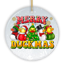 Load image into Gallery viewer, Merry Duckmas Christmas Ornament, Whimsical Rubber Duck Themed Holiday Decor