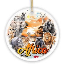 Carregar imagem no visualizador da galeria, Natural Beauty and African Wildlife Artistic Ornament, Watercolor Safari View of Africa Souvenir Gift