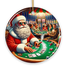 Carregar imagem no visualizador da galeria, North Pole Poker Night Santa Claus at the Casino Christmas Ornament, High Roller Holiday Decor