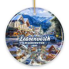 Carregar imagem no visualizador da galeria, Picturesque Leavenworth Town in the Cascade Mountains Ornament, Washington State Souvenir and Christmas Decoration