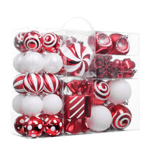 Carregar imagem no visualizador da galeria, Premium Christmas Candy Red and White Large Ornament Set, Candycane Color 108 Piece Bauble Bundle