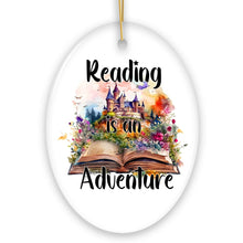 Carregar imagem no visualizador da galeria, Reading is an Adventure Ornament, Book Lover of Fiction Christmas Gift