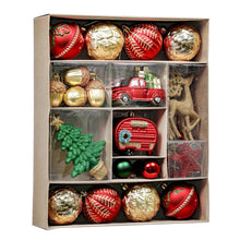Carregar imagem no visualizador da galeria, Rustic Christmas Adventure Ornament Bauble 60 Piece Set, Camping Truck, Acorns, Woods Theme