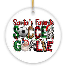 Load image into Gallery viewer, Santa's Favorite Soccer Goalie Plaid Ornament, Football Christmas Gift