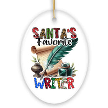 Load image into Gallery viewer, Santa's Favorite Writer Ornament, Christmas Appreciation Gift for Author