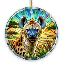 Load image into Gallery viewer, Savannah Scavenger Hyena Stained Glass Style Ceramic Ornament, Safari Animals Christmas Gift and Decor