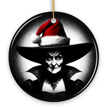 Carregar imagem no visualizador da galeria, Spooky Witch with Santa Hat Ceramic Ornament, Halloween Themed Christmas Gift and Decor