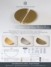 Cargar imagen en el visor de la galería, Demi Lune, Solid Brass Half Moon Cabinet Pulls