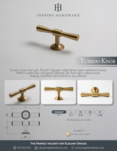 Cargar imagen en el visor de la galería, Tuxedo Knob, Solid Brass Cabinet Knob