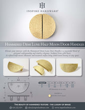 Cargar imagen en el visor de la galería, Hammered Demi Lune, Solid Brass Half Moon Door Handles