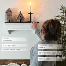 Carregar imagem no visualizador da galeria, Distressed White Wood Wall Shelf