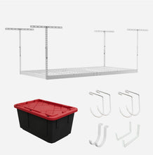 Carregar imagem no visualizador da galeria, 4' x 8' Overhead Garage Storage Bundle w/ 5 Bins (Red)