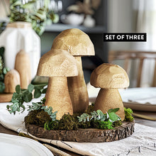 Carregar imagem no visualizador da galeria, Whimsical Wooden Mushrooms, Set of 3