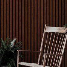 Carregar imagem no visualizador da galeria, Wooden Vertical Panel Wallpaper. Dark Brown Wainscot Hardwood Wall Mural Print. #6734