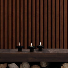 Carregar imagem no visualizador da galeria, Wooden Vertical Panel Wallpaper. Dark Brown Wainscot Hardwood Wall Mural Print. #6734