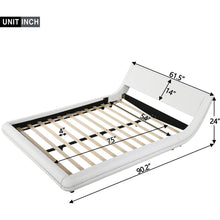 Carregar imagem no visualizador da galeria, Full Size Upholstery Platform Bed Frame with Sloped Headboard, White