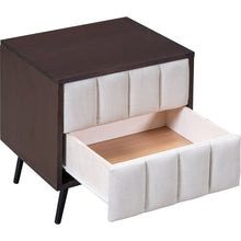 Carregar imagem no visualizador da galeria, 3-Pieces Bedroom Sets,Queen Size Wood Platform Bed and Two Nightstands,Storage Platform bed with USB and LED Lights-Walnut+Beige