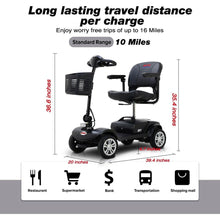 Cargar imagen en el visor de la galería, Four wheels Compact Travel Mobility Scooter with 300W Motor for Adult-300lbs, Gloss Black